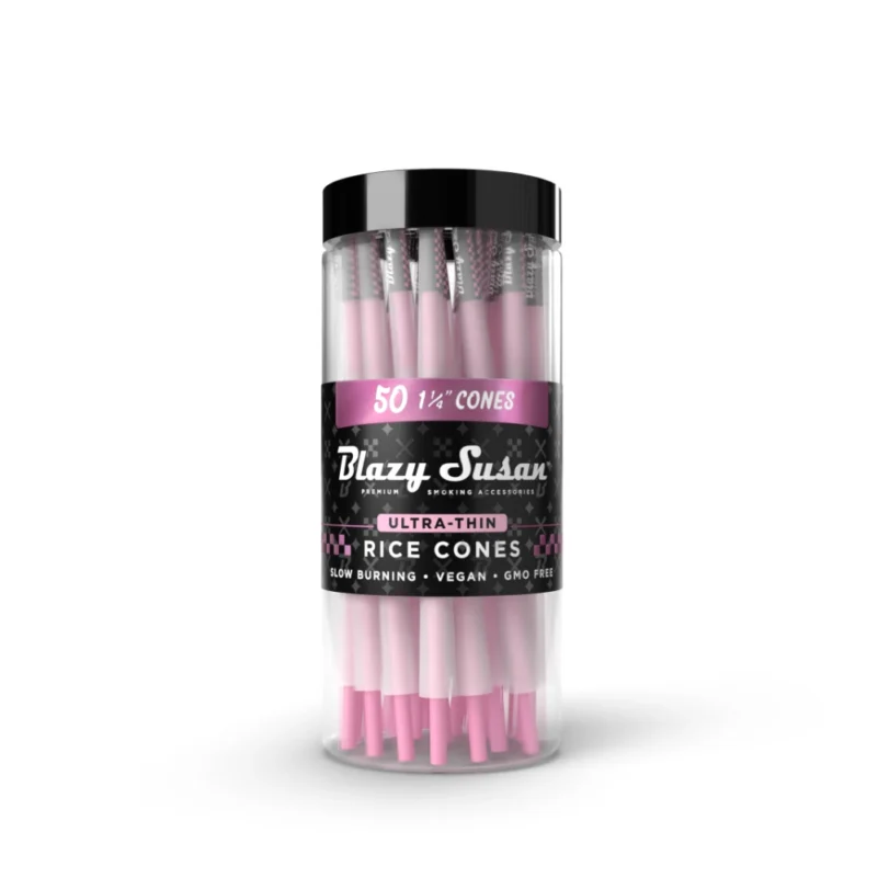 Ultra Thin Rice Pre Rolled Cones - 1 1/4" - jar